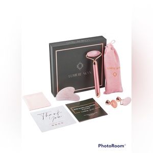 Lumiere Electric 4 in 1 Facial Roller and Gua Sha Set in Rose Quartz